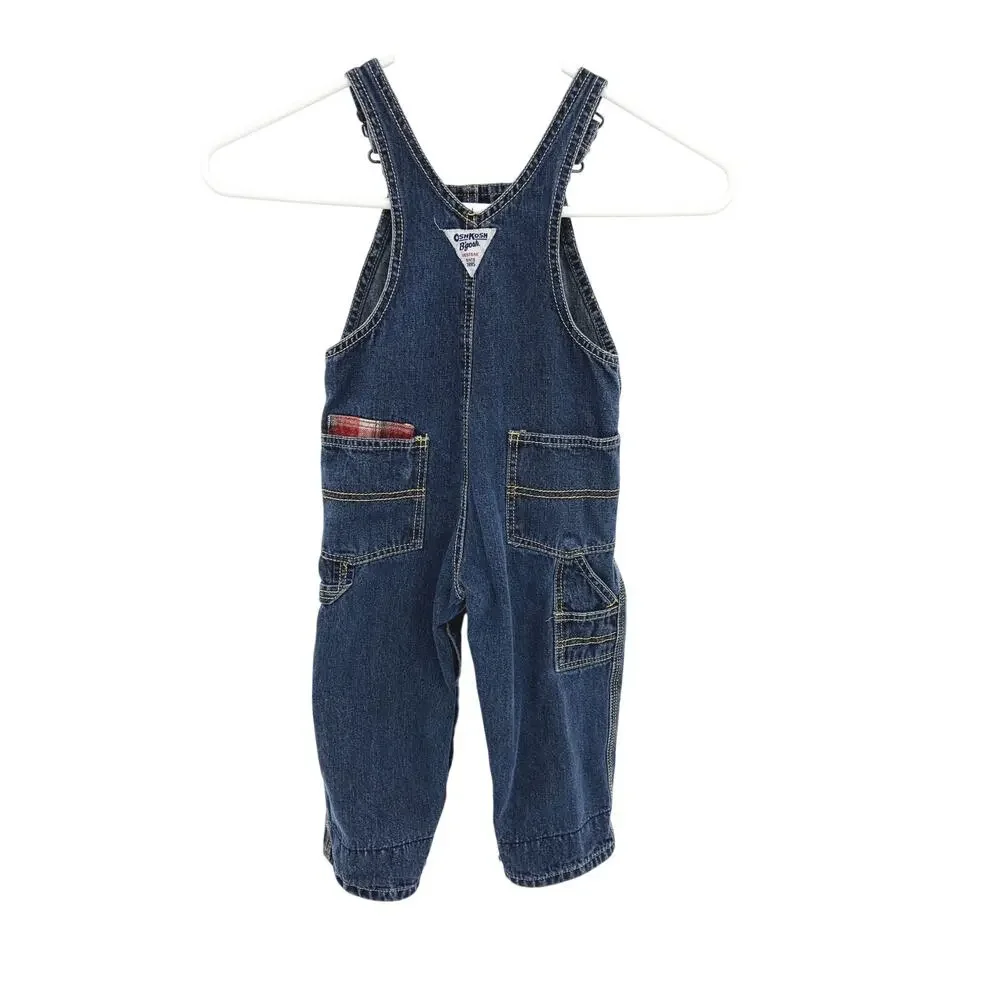 Oshkosh B'gosh Patchwork Deer Blue Denim Overalls Big Kids 24M